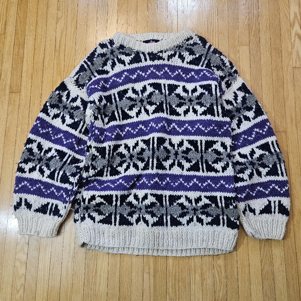 Vintage Purple Mountaim 100% Wool Sweater Size XL
